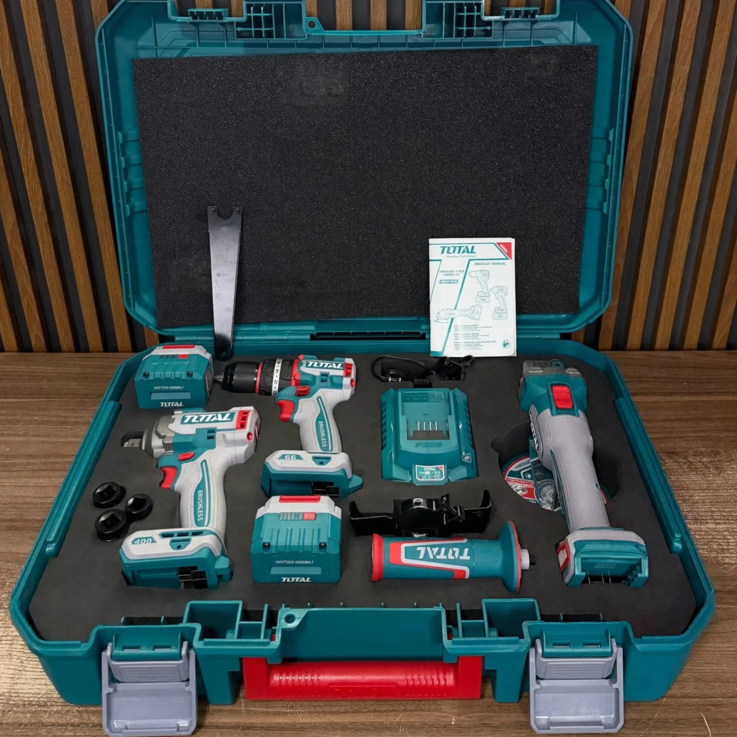 🛠️ Combo 3 en 1 TOTAL Original — Pulidora 1000W + Llave de Impacto 400Nm + Taladro 66Nm + 1 Año de Garantía