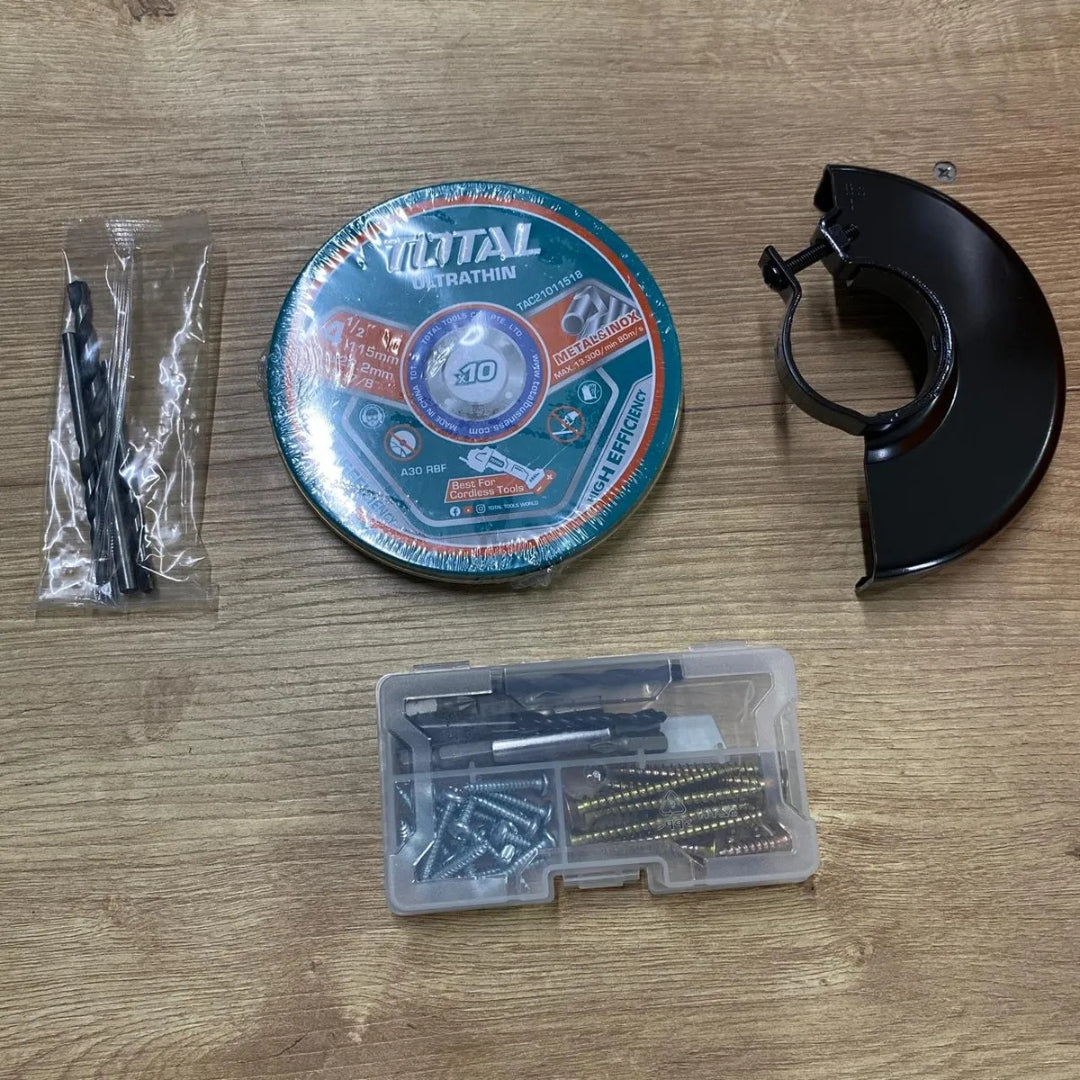 COMBO Inalámbrico TOTAL – Pulidora 1000W + Taladro 66Nm 20V 2 BATERIAS - 100% Original