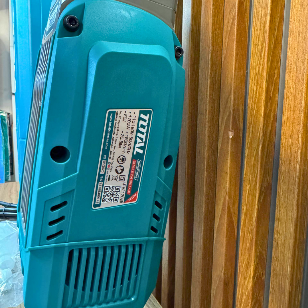 Demoledor Industrial TOTAL SDS HEX 1700W – 50J con Maletín y Cinceles