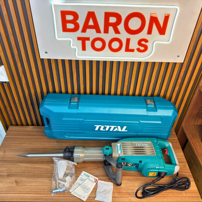 Demoledor Industrial TOTAL SDS HEX 1700W – 50J con Maletín y Cinceles