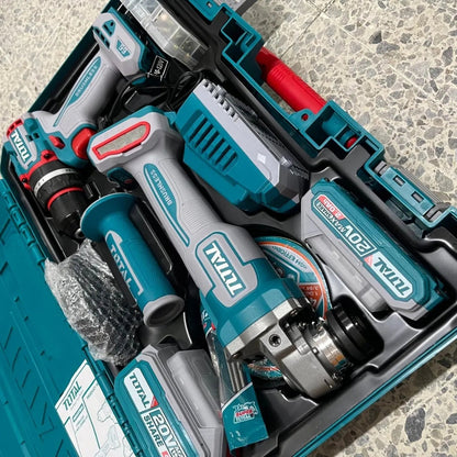 COMBO Inalámbrico TOTAL – Pulidora 1000W + Taladro 66Nm 20V 2 BATERIAS - 100% Original