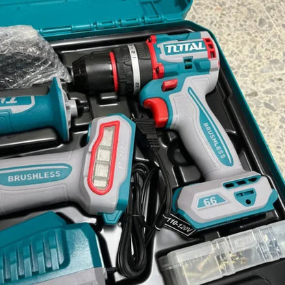 COMBO Inalámbrico TOTAL – Pulidora 1000W + Taladro 66Nm 20V 2 BATERIAS - 100% Original