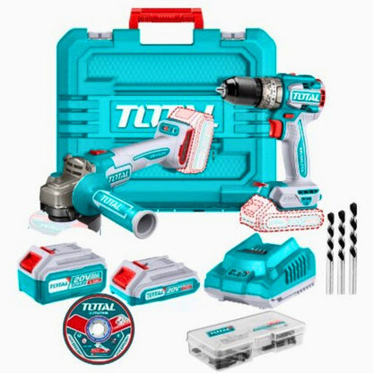 COMBO Inalámbrico TOTAL – Pulidora 1000W + Taladro 66Nm 20V 2 BATERIAS - 100% Original