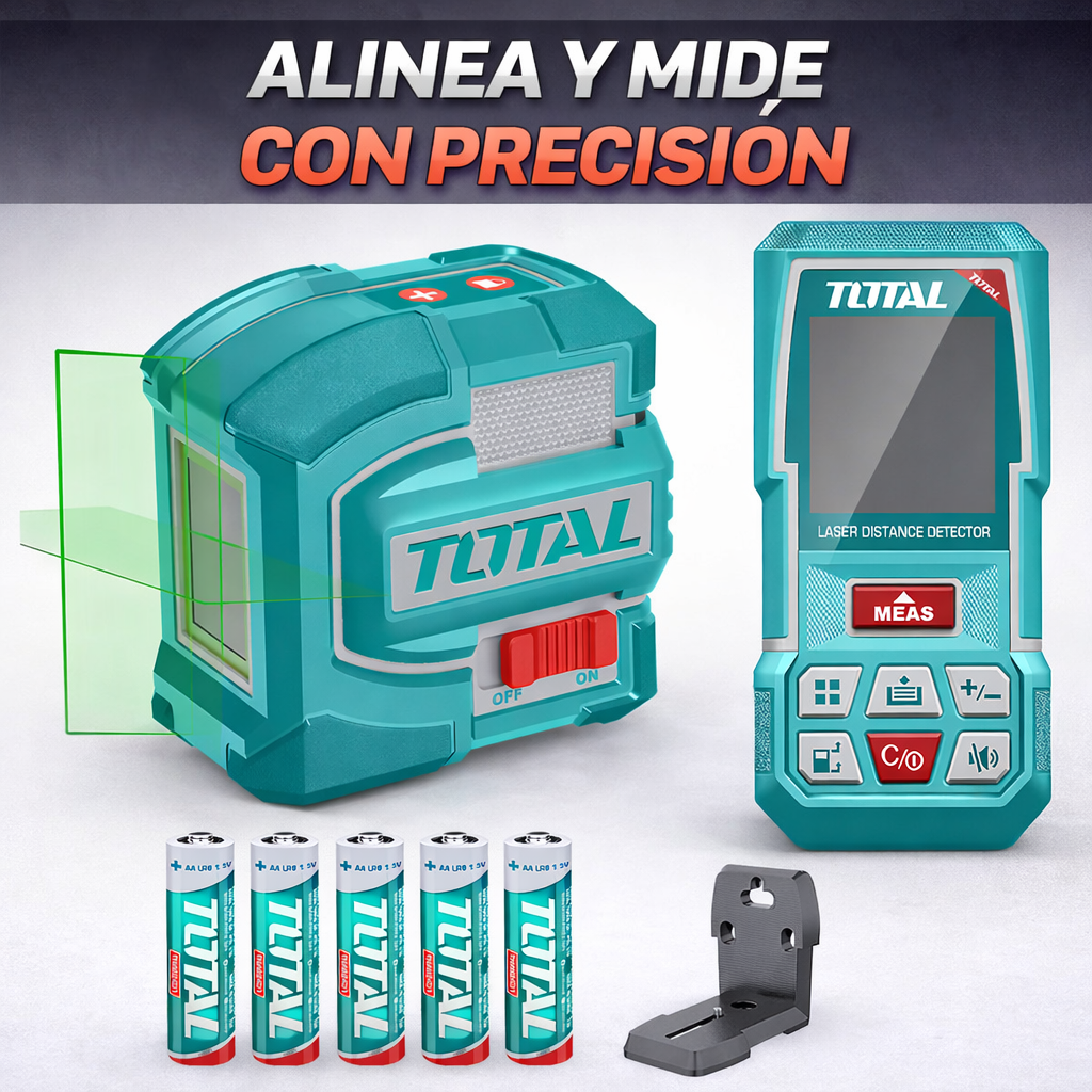 🧰 KIT PROFESIONAL CORTABALDOSA 1200 MM + NIVEL LÁSER 3D + MEDIDOR LÁSER 100M SUPER TOTAL