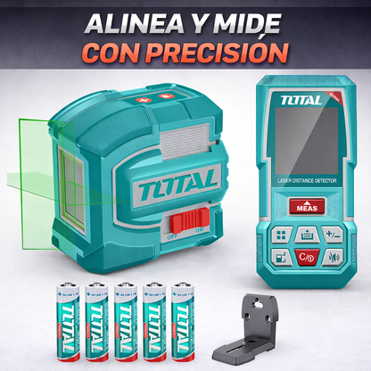 🧰 KIT PROFESIONAL CORTABALDOSA 1200 MM + NIVEL LÁSER 3D + MEDIDOR LÁSER 100M SUPER TOTAL