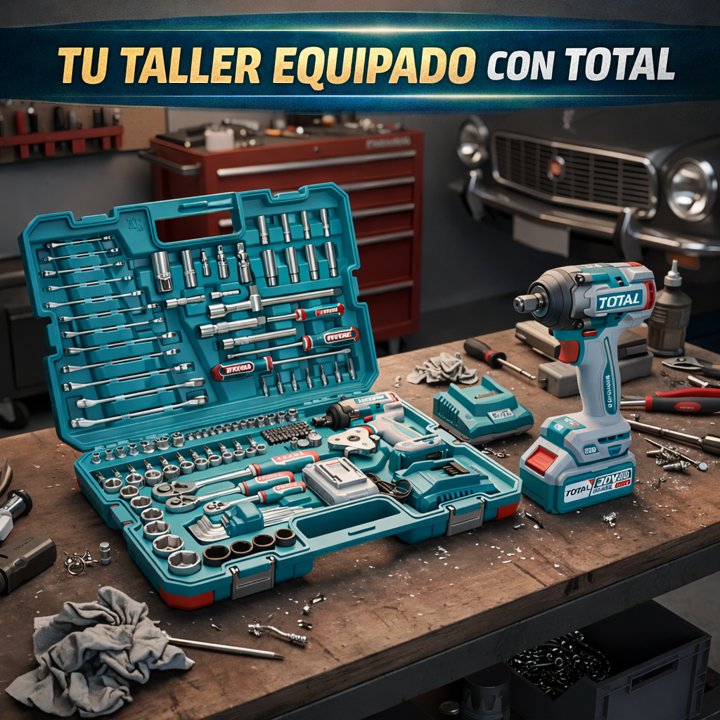 🔧⚡ PISTOLA DE IMPACTO INALÁMBRICA TOTAL 20V 500Nm + KIT 152 PIEZAS ⚡🔧