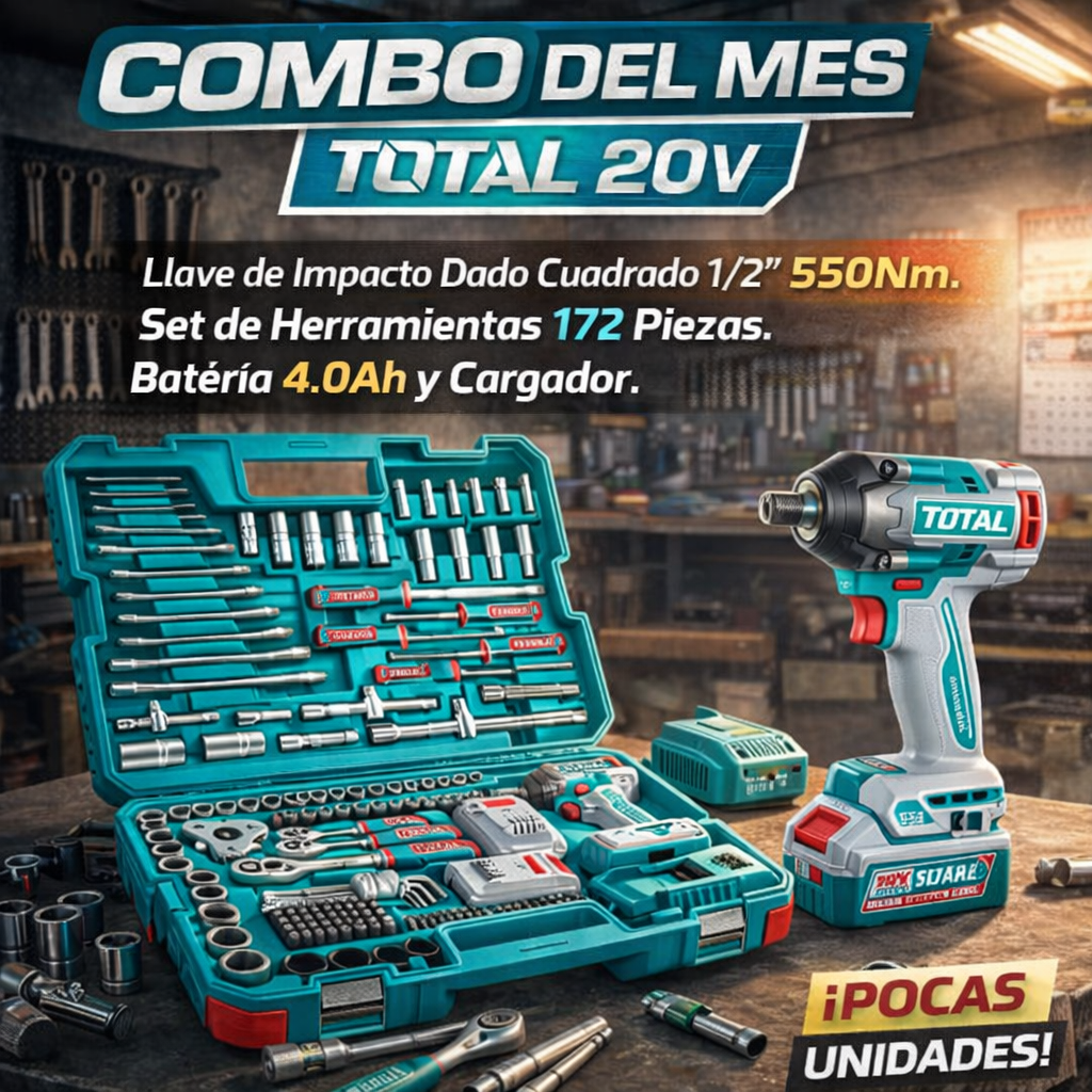 🔧⚡ PISTOLA DE IMPACTO INALÁMBRICA TOTAL 20V 500Nm + KIT 152 PIEZAS ⚡🔧
