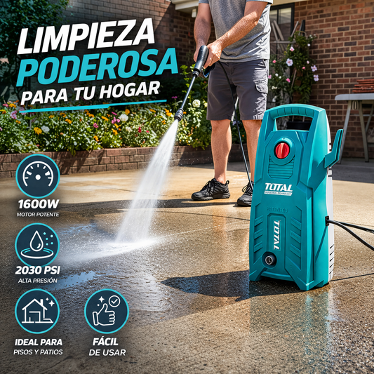 🧼💦 HIDROLAVADORA TOTAL 1600W 2030 PSI – LIMPIEZA PROFESIONAL EN CASA