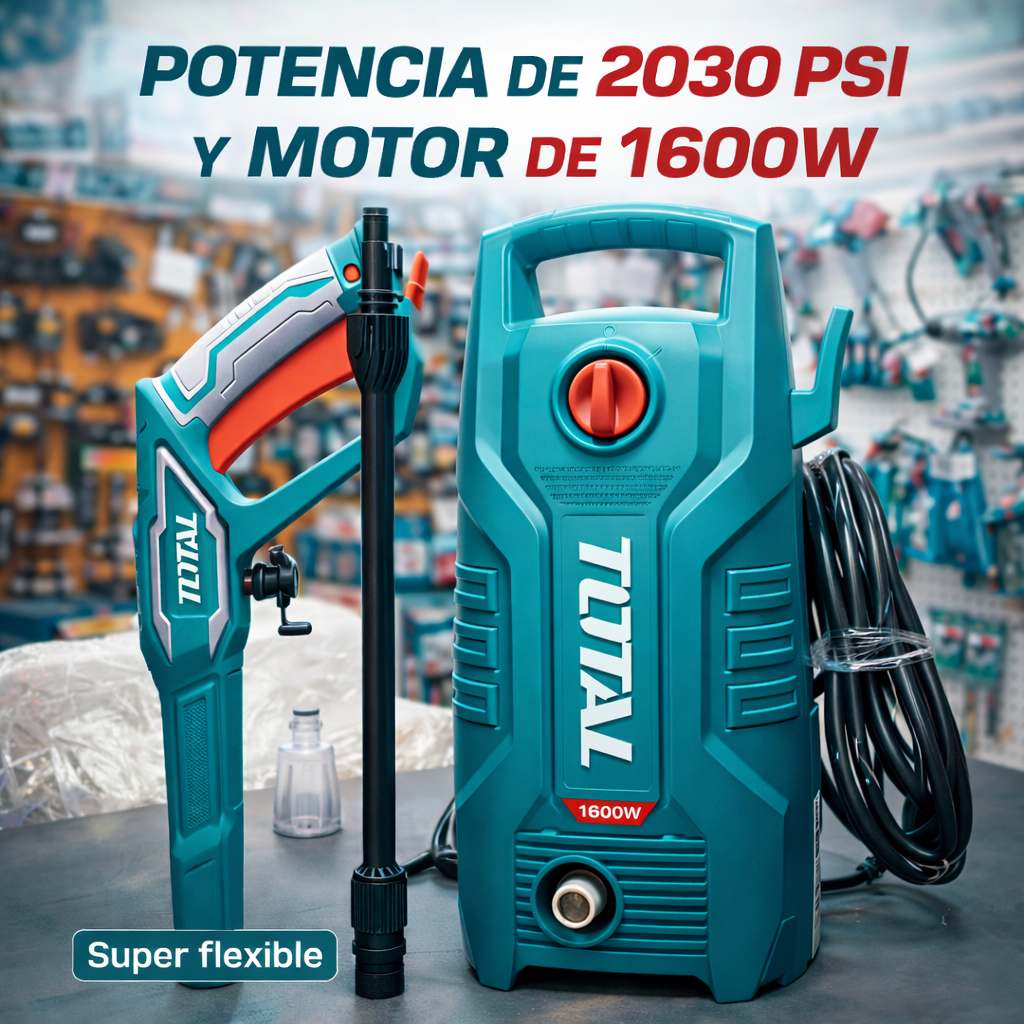 🧼💦 HIDROLAVADORA TOTAL 1600W 2030 PSI – LIMPIEZA PROFESIONAL EN CASA