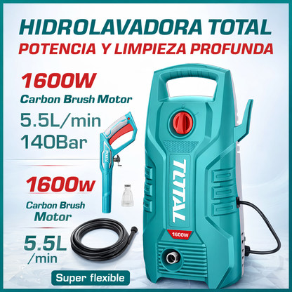 🧼💦 HIDROLAVADORA TOTAL 1600W 2030 PSI – LIMPIEZA PROFESIONAL EN CASA