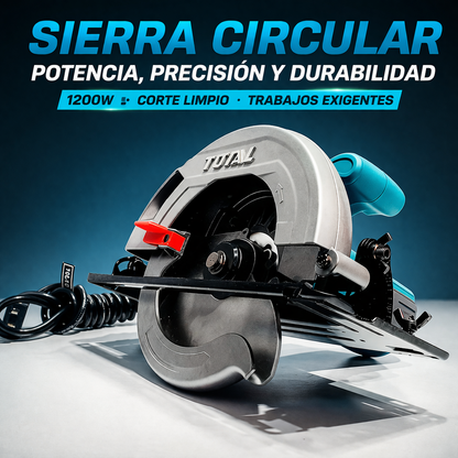 SIERRA CIRCULAR TOTAL 7 1/4” 1200W – CORTE PROFESIONAL SIN ESFUERZO - 1 AÑO DE GARANTIA