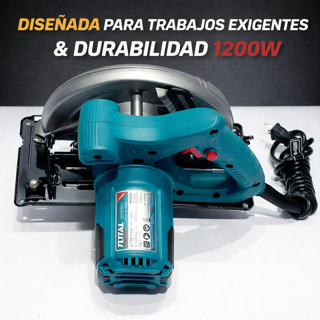 SIERRA CIRCULAR TOTAL 7 1/4” 1200W – CORTE PROFESIONAL SIN ESFUERZO - 1 AÑO DE GARANTIA