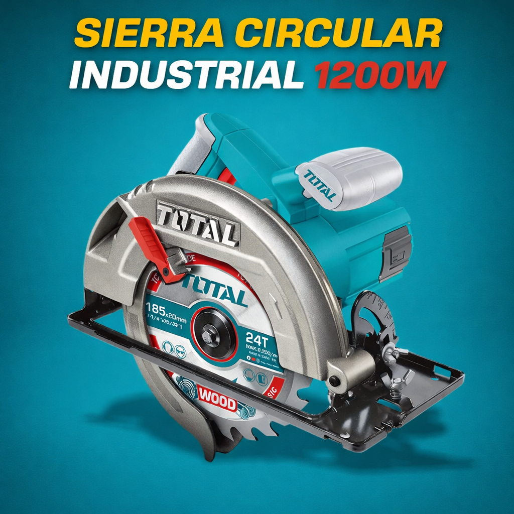 SIERRA CIRCULAR TOTAL 7 1/4” 1200W – CORTE PROFESIONAL SIN ESFUERZO - 1 AÑO DE GARANTIA