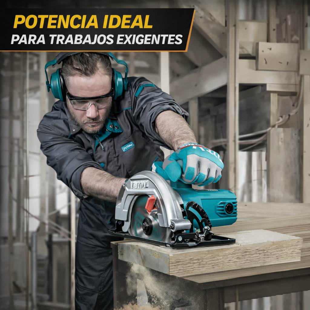 SIERRA CIRCULAR TOTAL 7 1/4” 1200W – CORTE PROFESIONAL SIN ESFUERZO - 1 AÑO DE GARANTIA