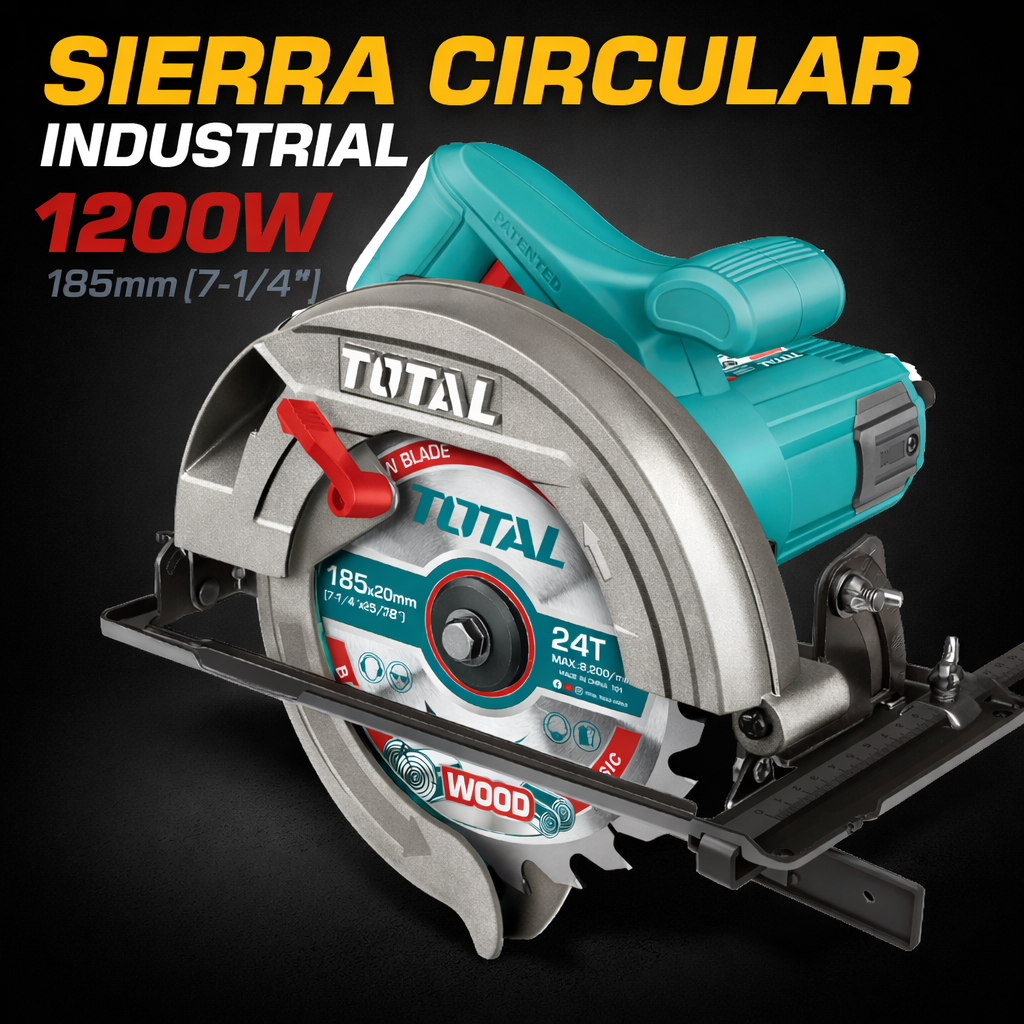 SIERRA CIRCULAR TOTAL 7 1/4” 1200W – CORTE PROFESIONAL SIN ESFUERZO - 1 AÑO DE GARANTIA