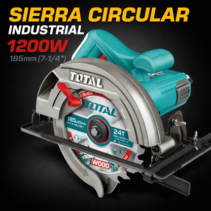 SIERRA CIRCULAR TOTAL 7 1/4” 1200W – CORTE PROFESIONAL SIN ESFUERZO - 1 AÑO DE GARANTIA
