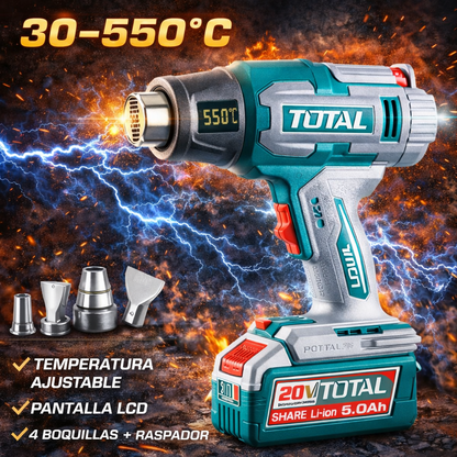 🔧 COMBO INALÁMBRICO TOTAL 20V IMPACTO 850Nm + PISTOLA DE CALOR LCD
