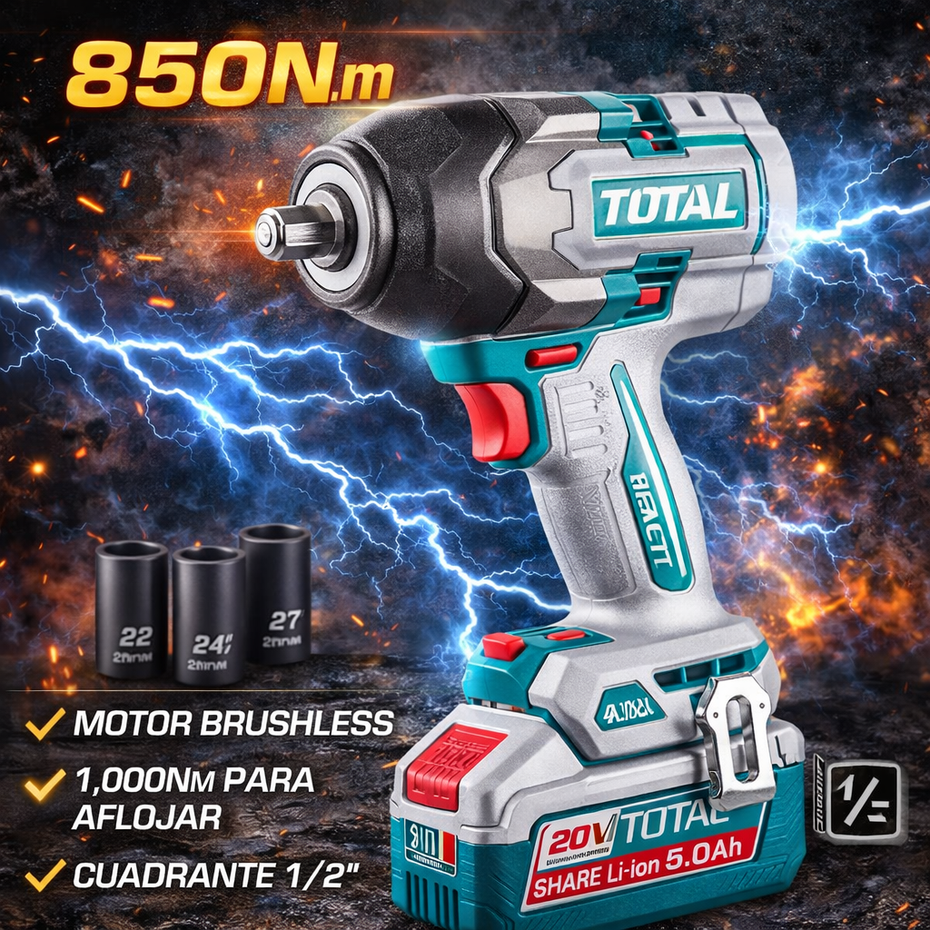 🔧 COMBO INALÁMBRICO TOTAL 20V IMPACTO 850Nm + PISTOLA DE CALOR LCD