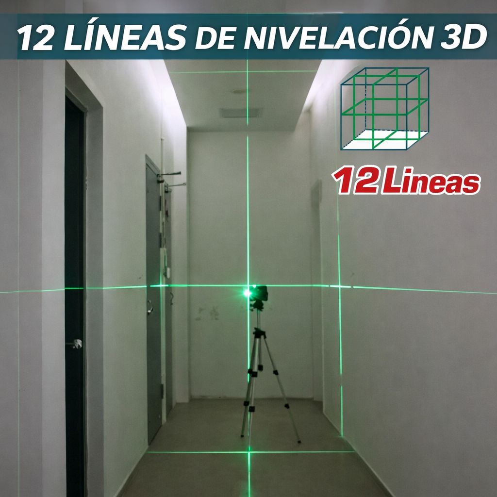🔥 NIVEL LÁSER 3D 12 LÍNEAS SUPER TOTAL 16V – PRECISIÓN PROFESIONAL 🔥
