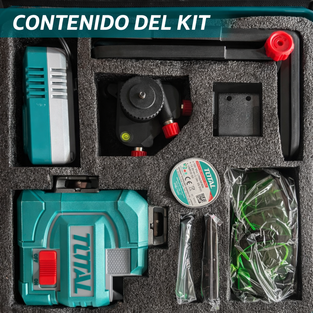 🔥 NIVEL LÁSER 3D 12 LÍNEAS SUPER TOTAL 16V – PRECISIÓN PROFESIONAL 🔥