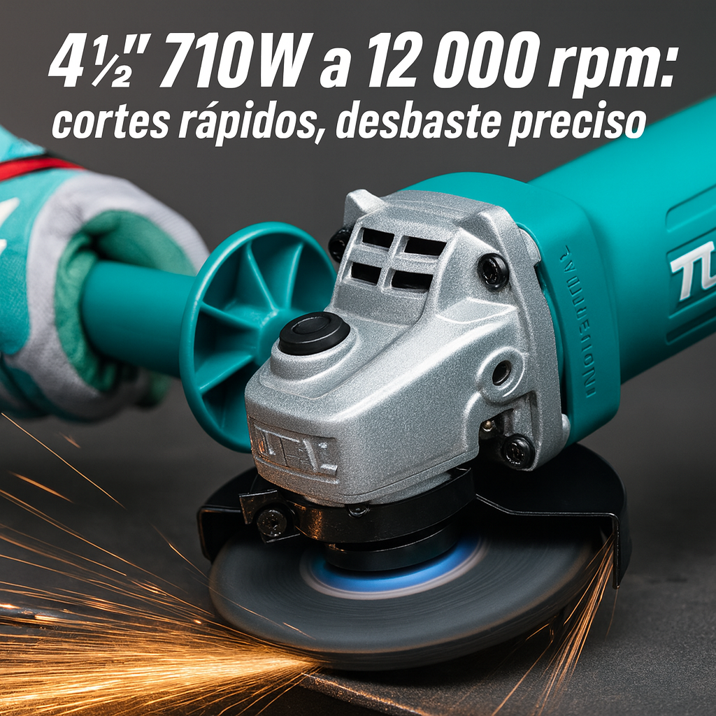 Súper Combo TOTAL: Rotomartillo SDS Plus 800W + Esmeriladora 4½' 710W