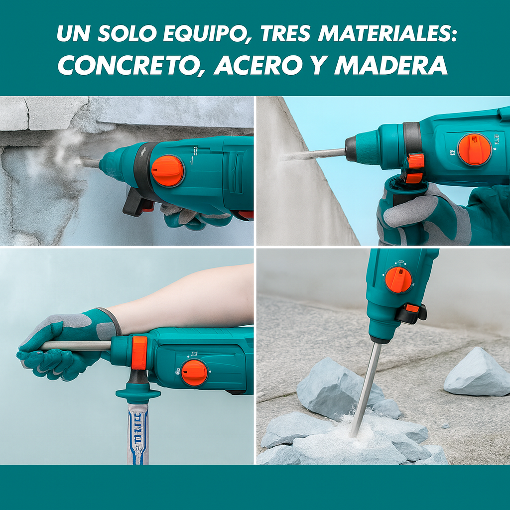 Súper Combo TOTAL: Rotomartillo SDS Plus 800W + Esmeriladora 4½' 710W