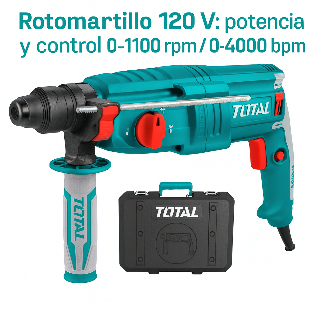 Súper Combo TOTAL: Rotomartillo SDS Plus 800W + Esmeriladora 4½' 710W