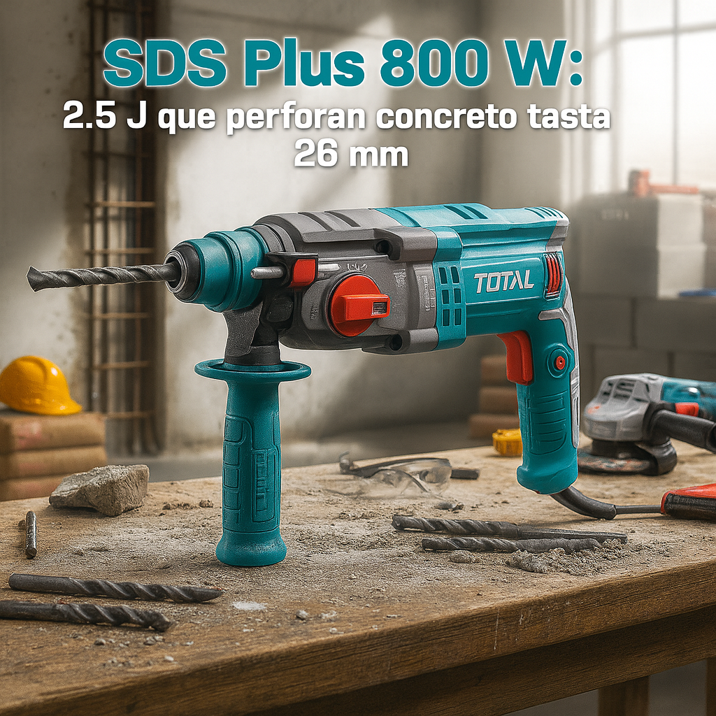 Súper Combo TOTAL: Rotomartillo SDS Plus 800W + Esmeriladora 4½' 710W