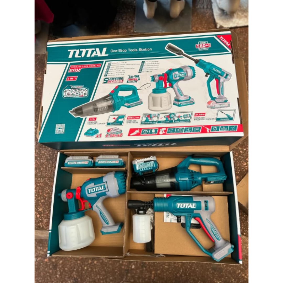 🧰 Combo TOTAL 3 en 1 – Aspiradora + Pistola de Pintura + Hidrolavadora Inalámbrica 20V