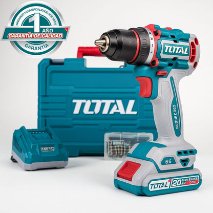TALADRO INALÁMBRICO ORIGINAL TOTAL 66 NM – MOTOR BRUSHLESS Y GARANTÍA DE 1 AÑO INCLUIDA