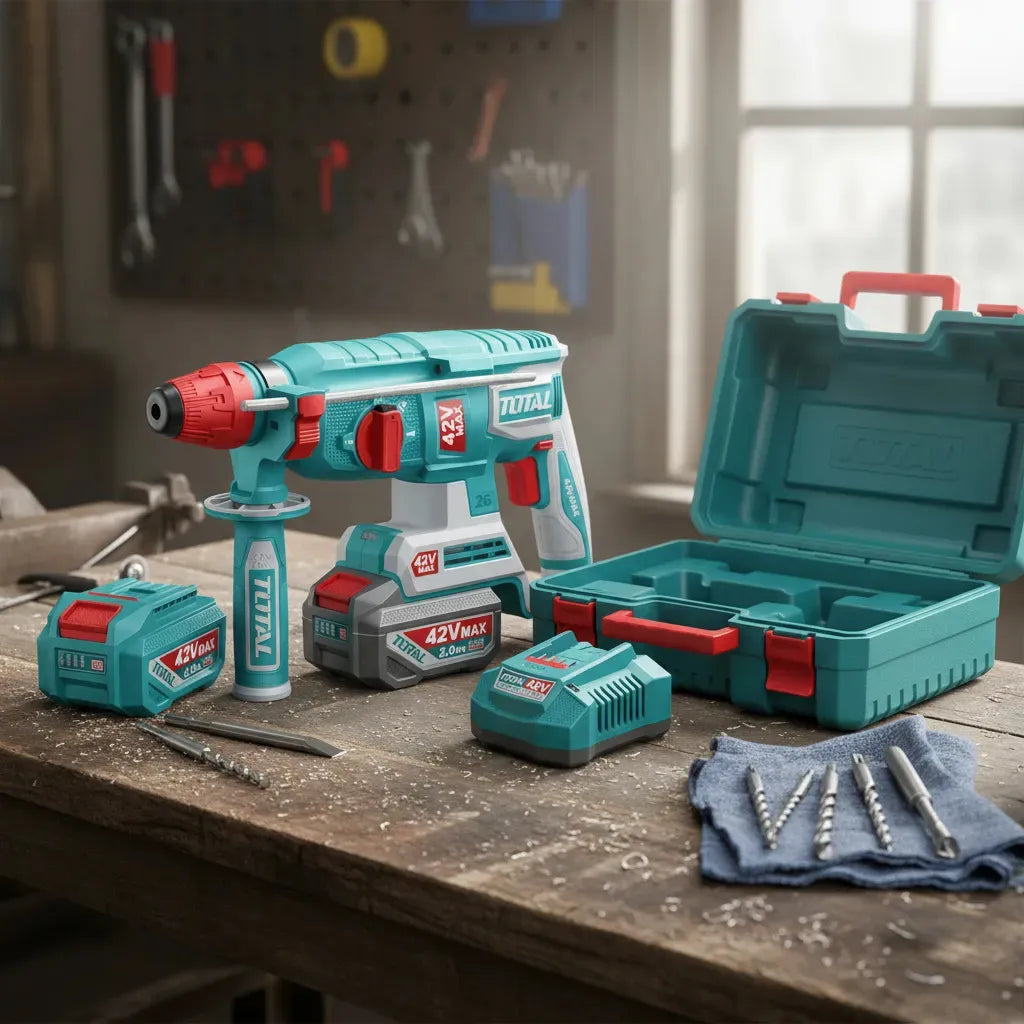 Rotomartillo TOTAL Original SDS Plus 42V Brushless (2.5J) – Kit Completo + 1 Año de Garantía 🧰