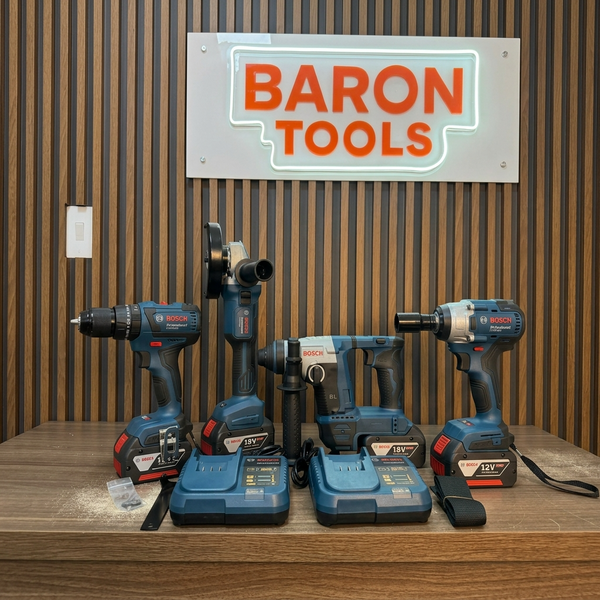 Combo BOSCH Brushless 68V 4 en 1 — Llave Impacto 350Nm + Taladro 1/2" + Pulidora 4 1/2" + Rotomartillo + 4 Baterías