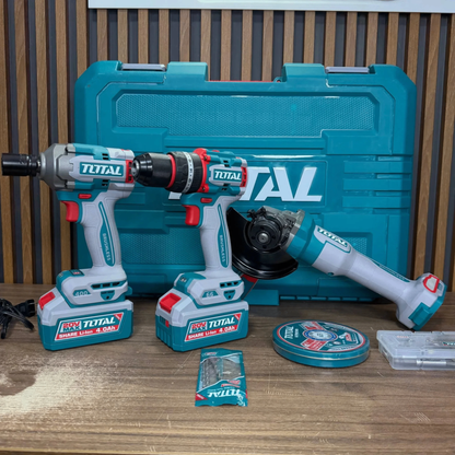 🛠️ Combo 3 en 1 TOTAL Original — Pulidora 1000W + Llave de Impacto 400Nm + Taladro 66Nm + 1 Año de Garantía
