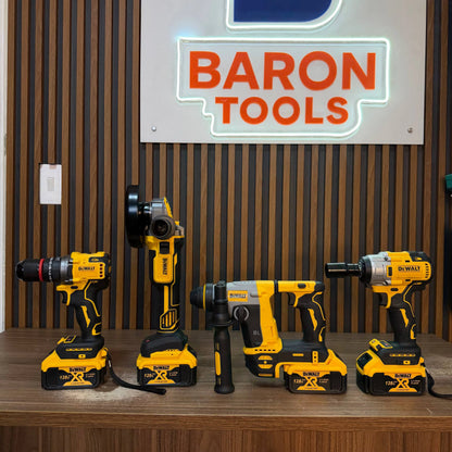 Combo DeWALT Brushless 68V 4 en 1 — Llave Impacto 350Nm + Taladro 1/2" + Pulidora 4 1/2" + Rotomartillo + 4 Baterías